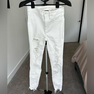 American Eagle Outfitters Women's White Distressed Jeans